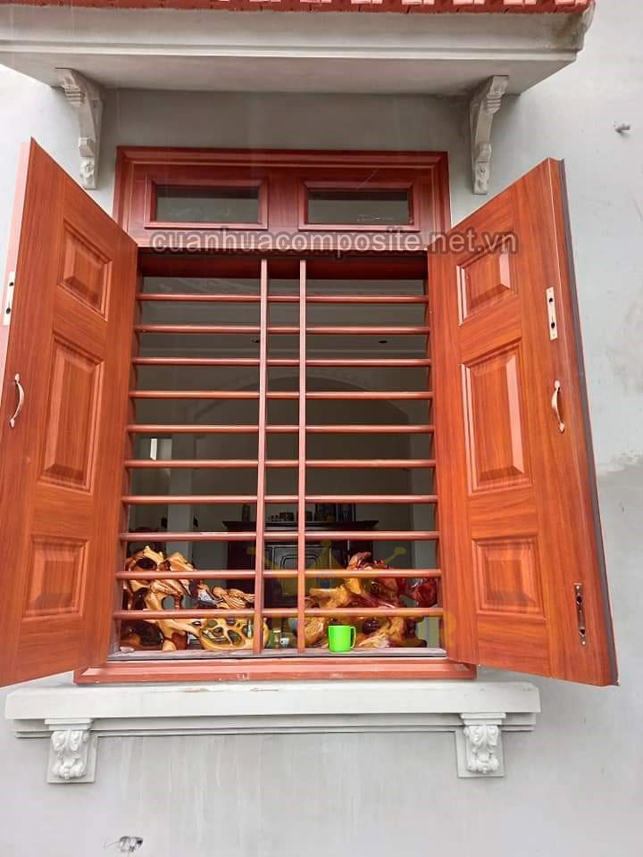 mẫu cửa thép vân gỗ đẹp cho cửa sổ
